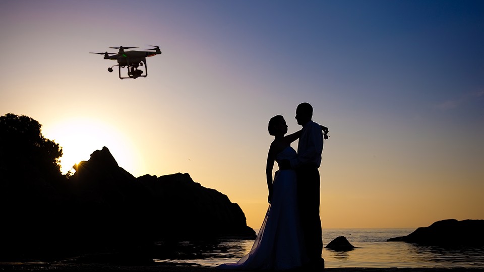 drone wedding photo